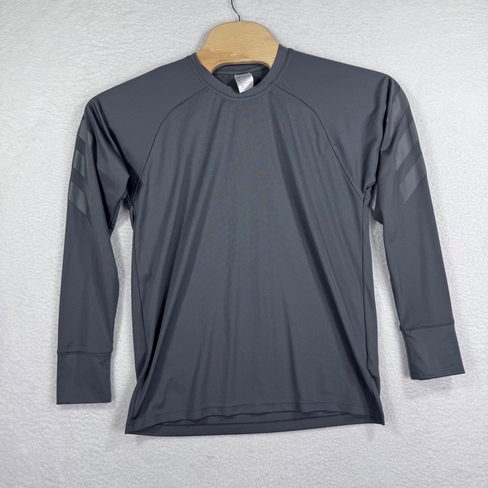 Adidas Mens Small Gray Long-Sleeve Performance Shirt Moisture Wicking Activewear